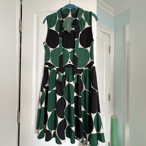 Stylish Kate Spade Green and Black Polka Dot Dress